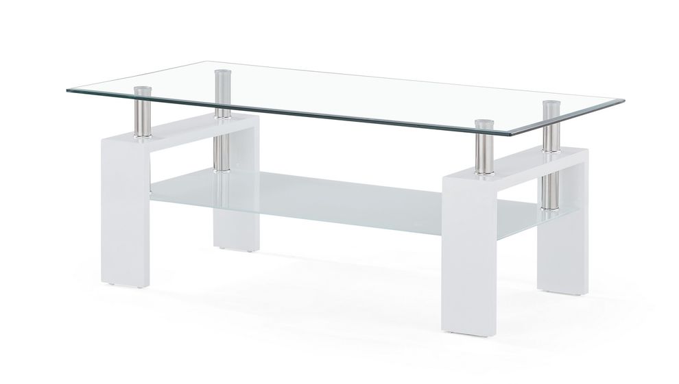 White base / rectangular glass top coffee table by Global