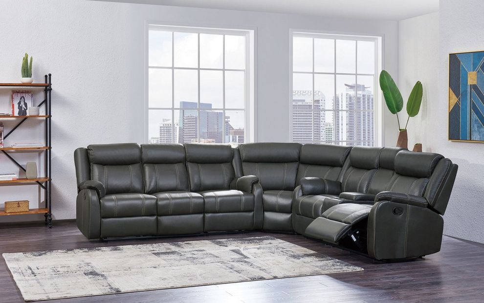 Recliner sectional sofa in charcoal gray by Global
