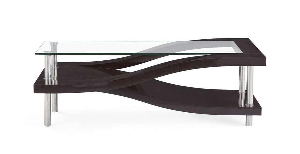 High gloss base / glass top occasional table by Global