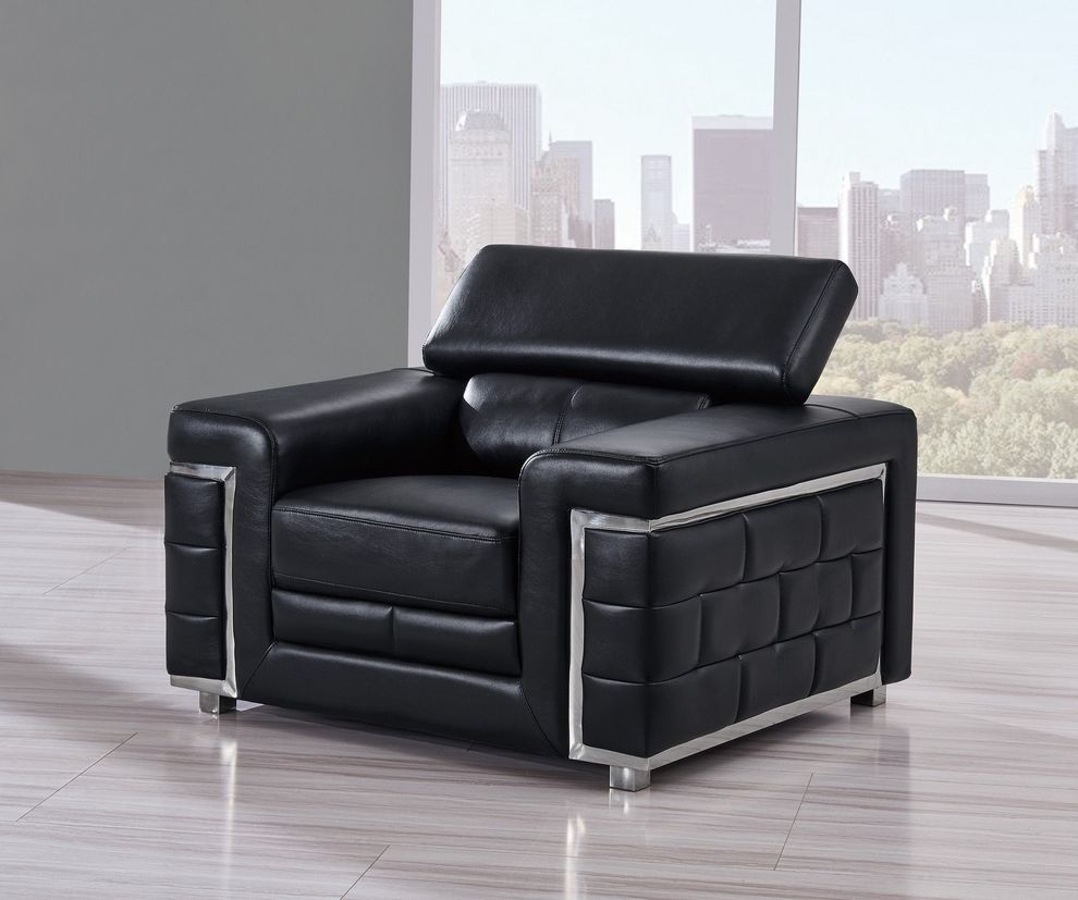 Designer black leather modern chair by Global