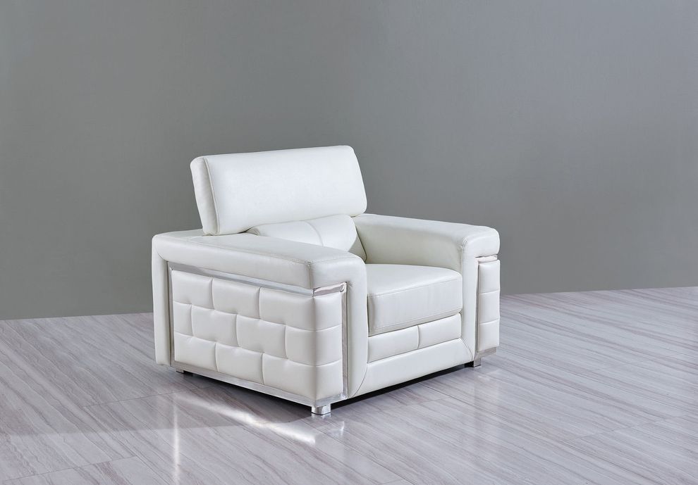 Designer white leather modern chair by Global