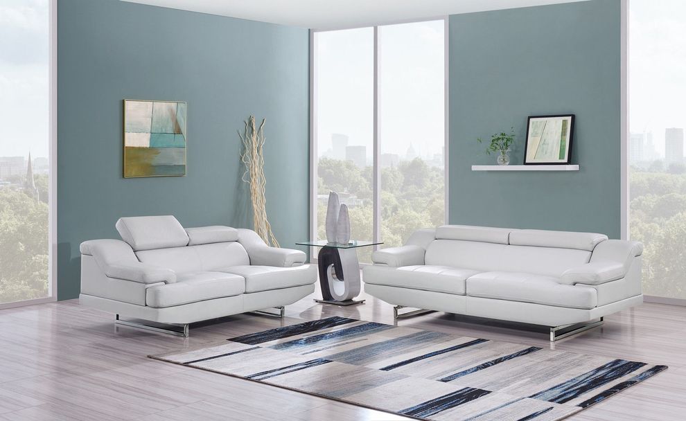 Light grey adjustable headrest modern sofa by Global