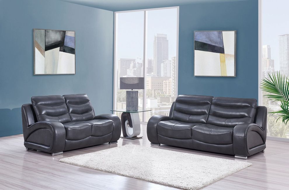 Blance lividity gray leather-like sofa by Global