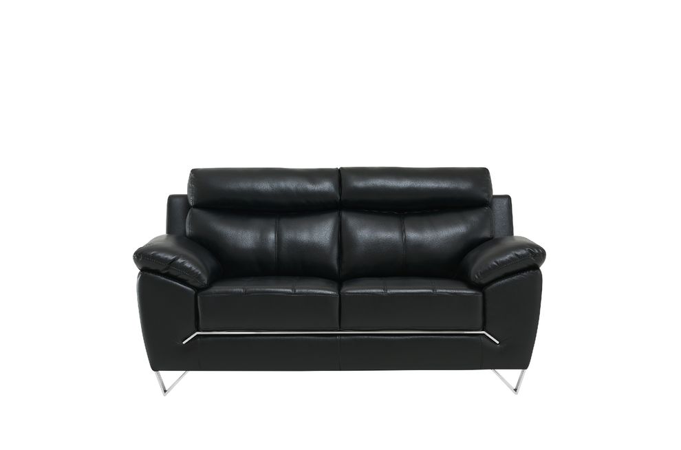 Black leather gel contemporary design loveseat by Global