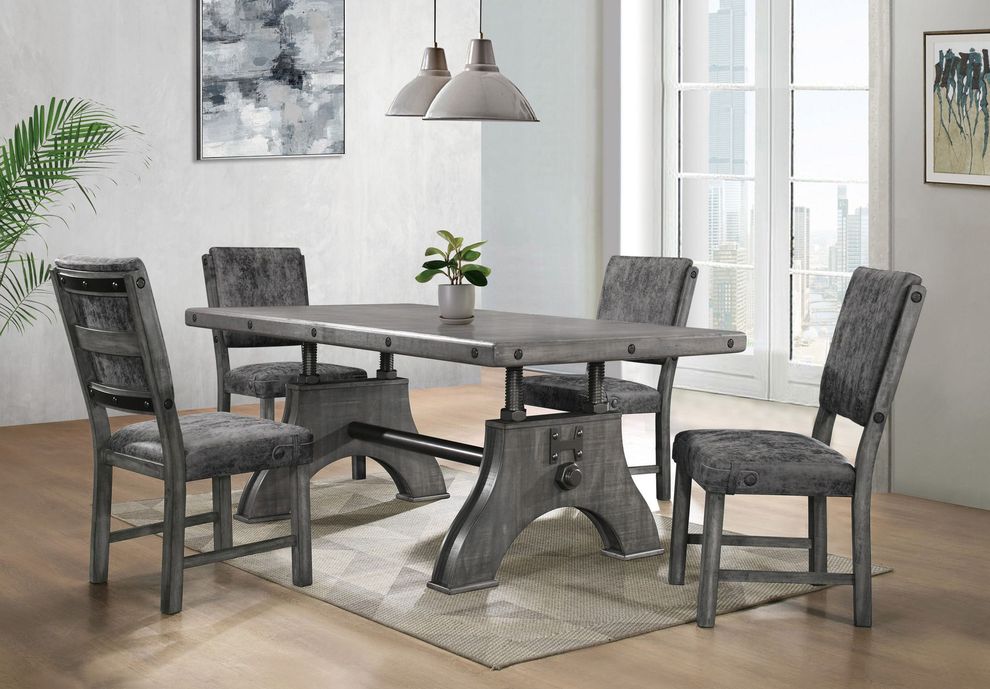 Solid wood casual style dining table in gray by Global