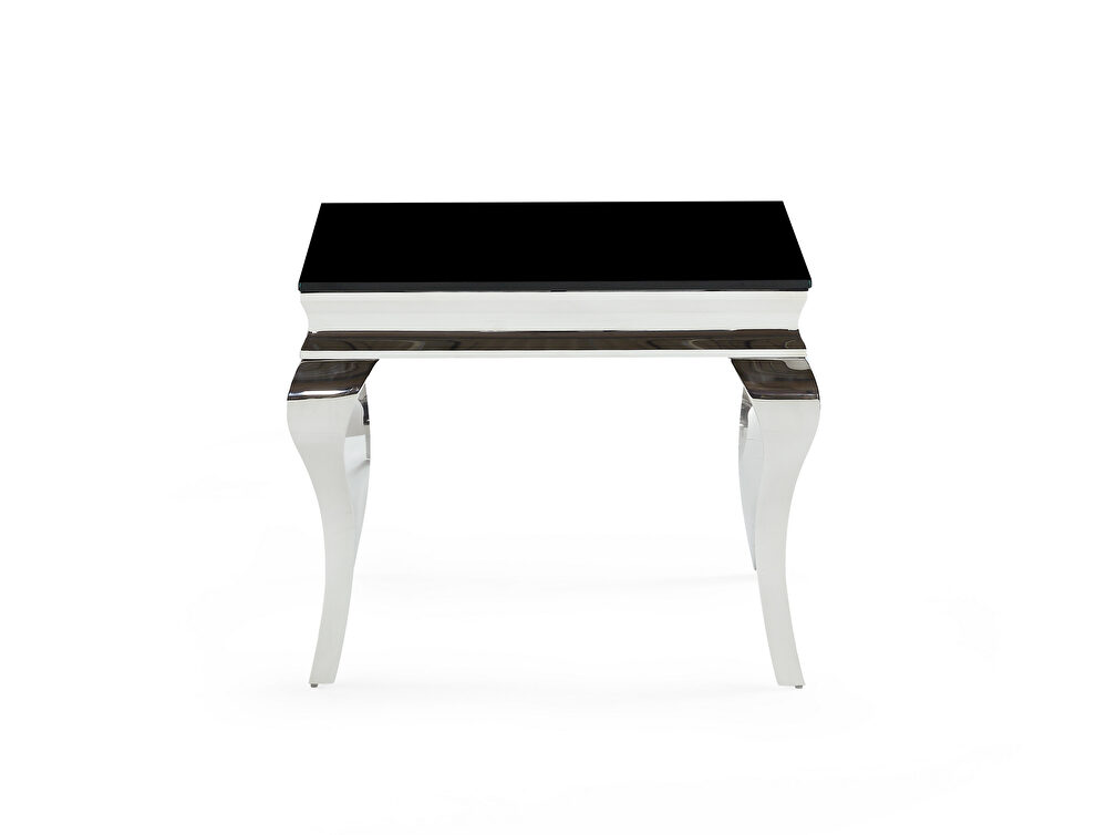Black / silver queen anne style end table by Global