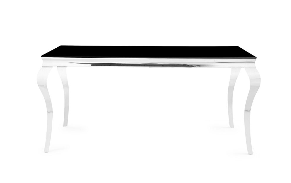 Chrome/black modern dining table by Global