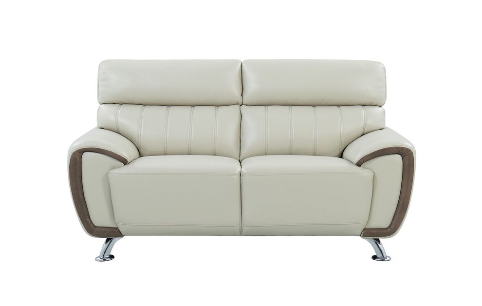 Modern pearl ivory finish gel leather loveseat by Global