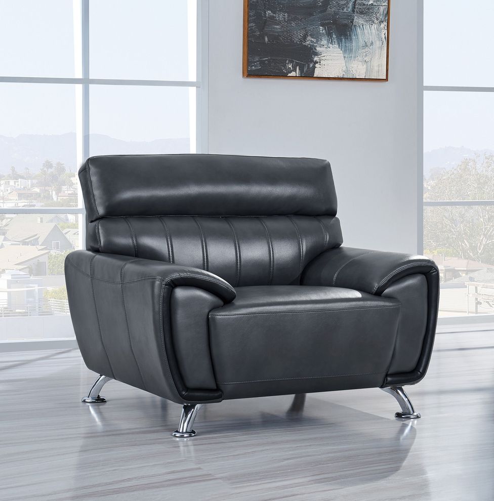 Modern black finish gel leather chair by Global