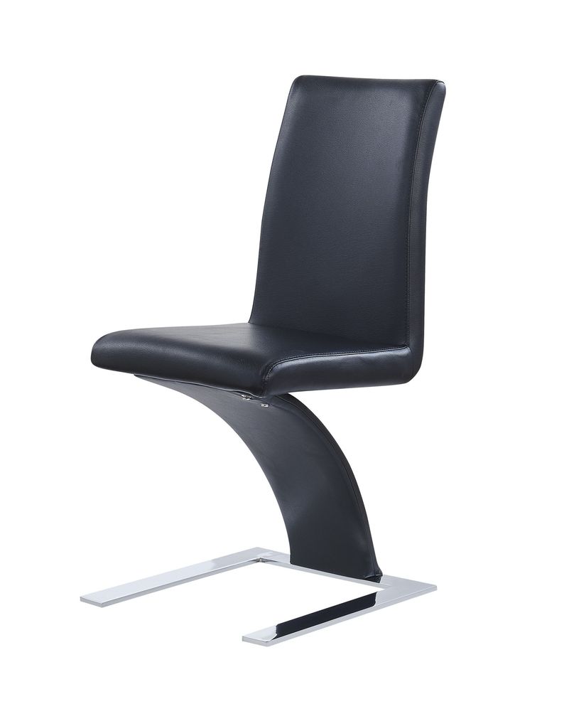 Z-shaped black leatherette dining chair by Global