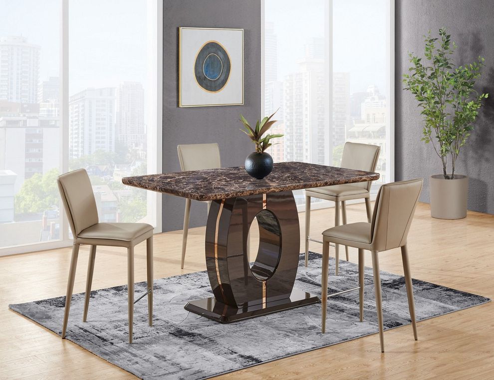 Casual marble top pub-style dining table by Glory