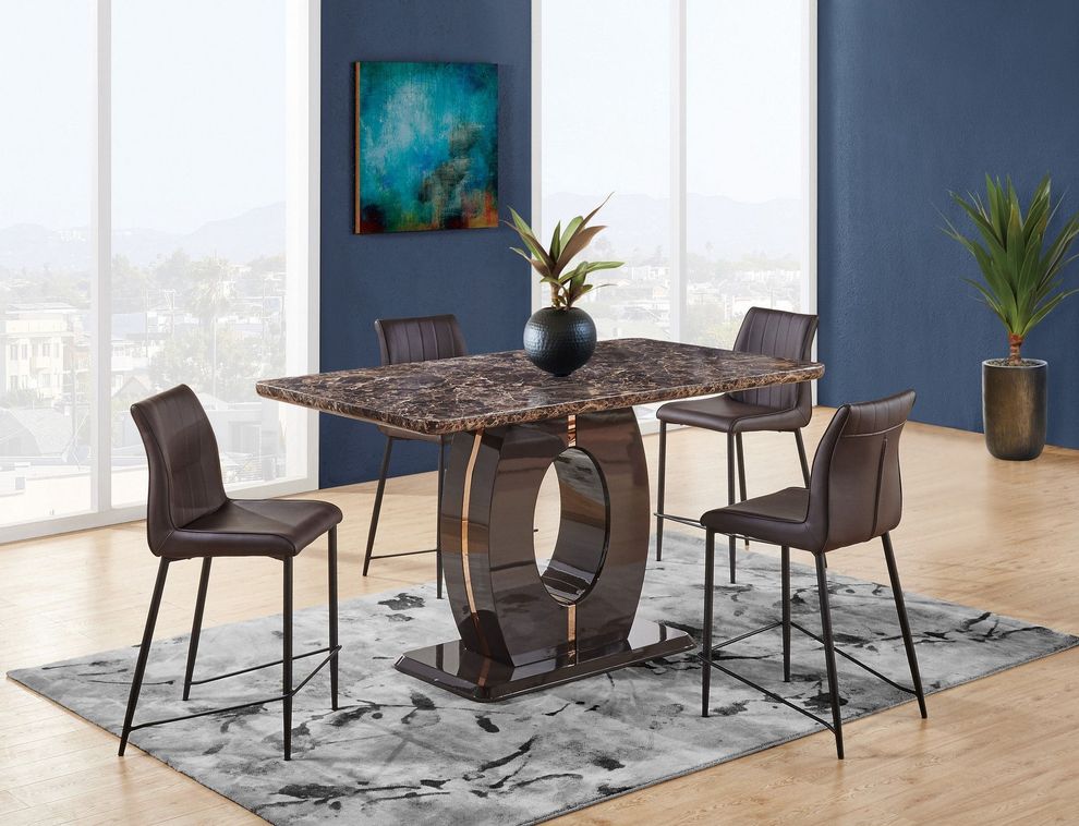 Casual marble top pub-style dining table by Glory