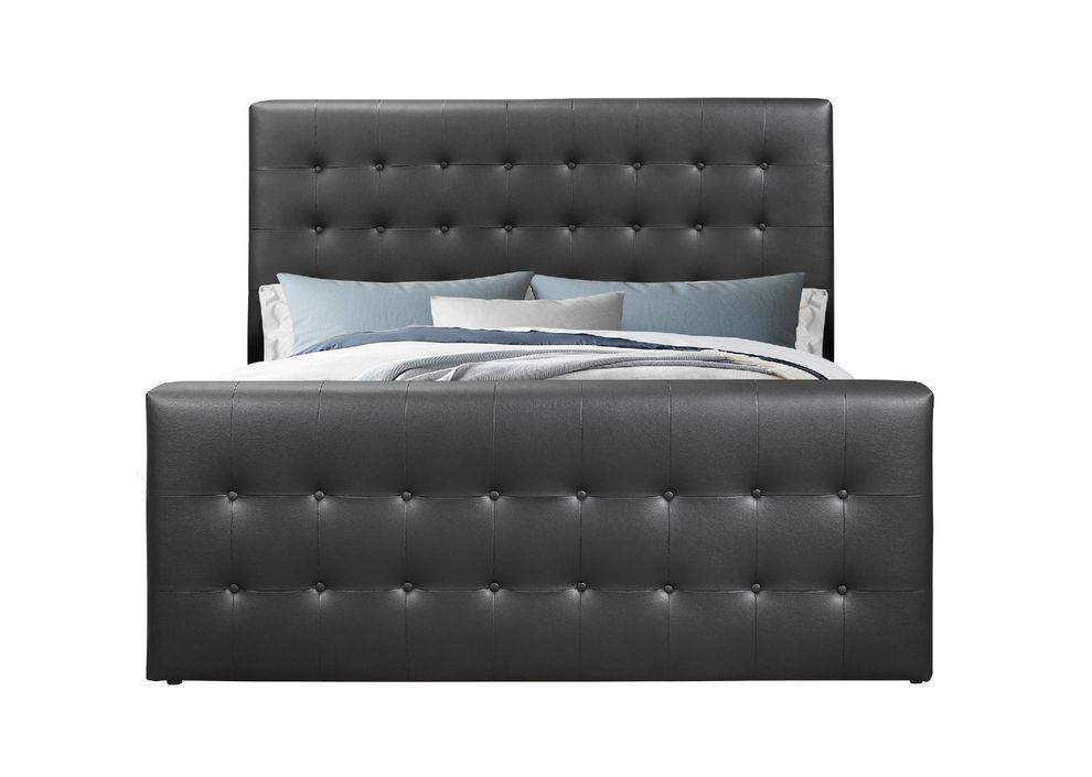 Simple casual style black pu leather full bed by Global
