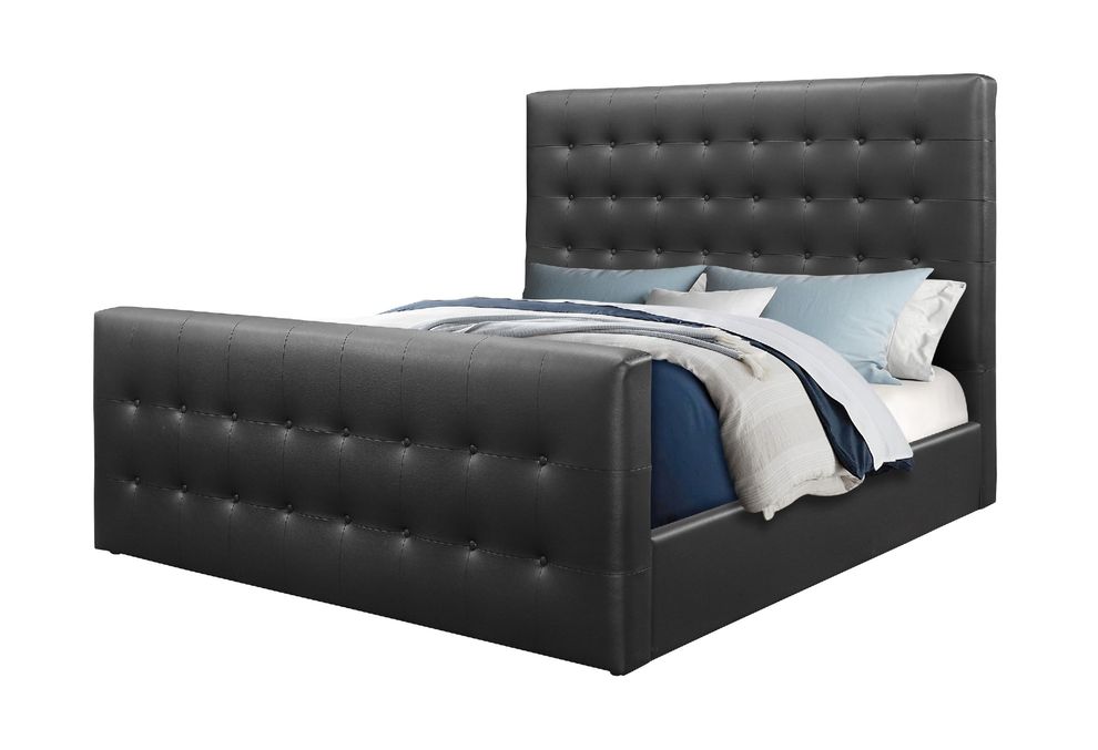 Simple casual style black pu leather king bed by Global
