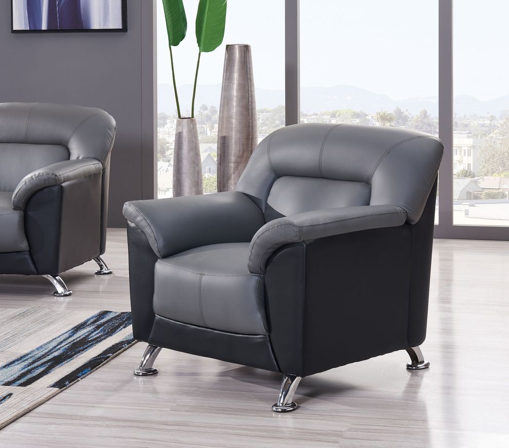 Black/gray bonded leather chair chair by Global