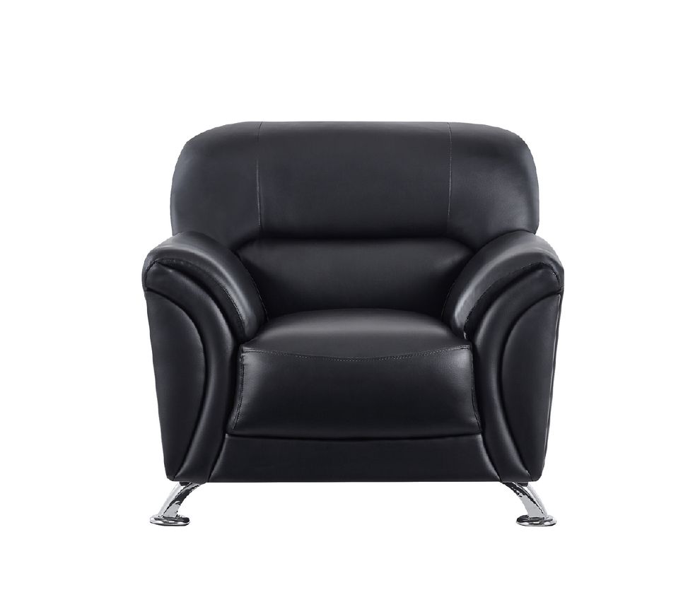 Black vynil leatherette chair w/ chrome legs by Global