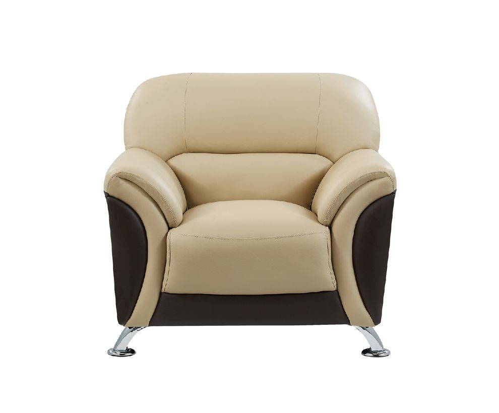 Cappuccino vynil leatherette chair w/ chrome legs by Global