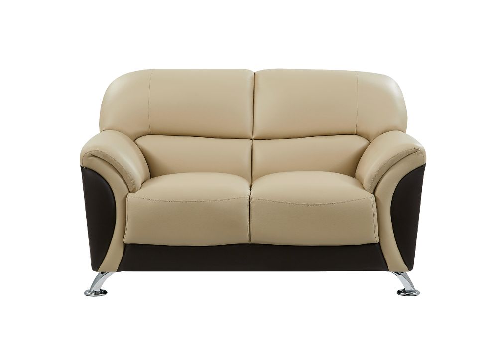 Cappuccino vynil leatherette loveseat w/ chrome legs by Global