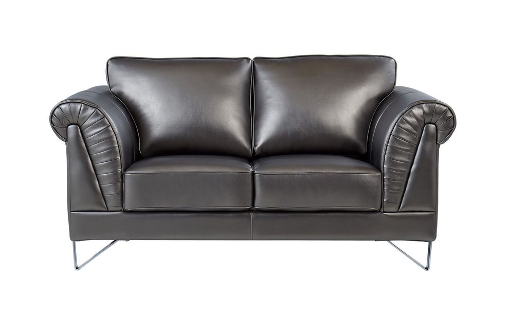 Blanche silver leatherette modern loveseat by Global