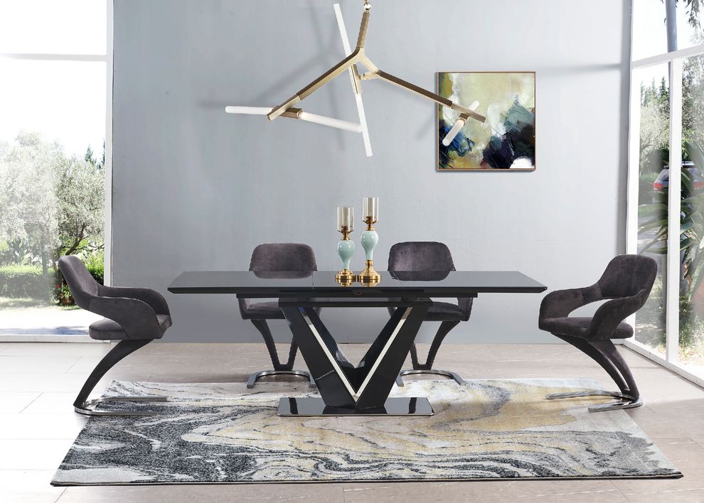 Black laqcuer dining table w/ butterfly leaf by Global