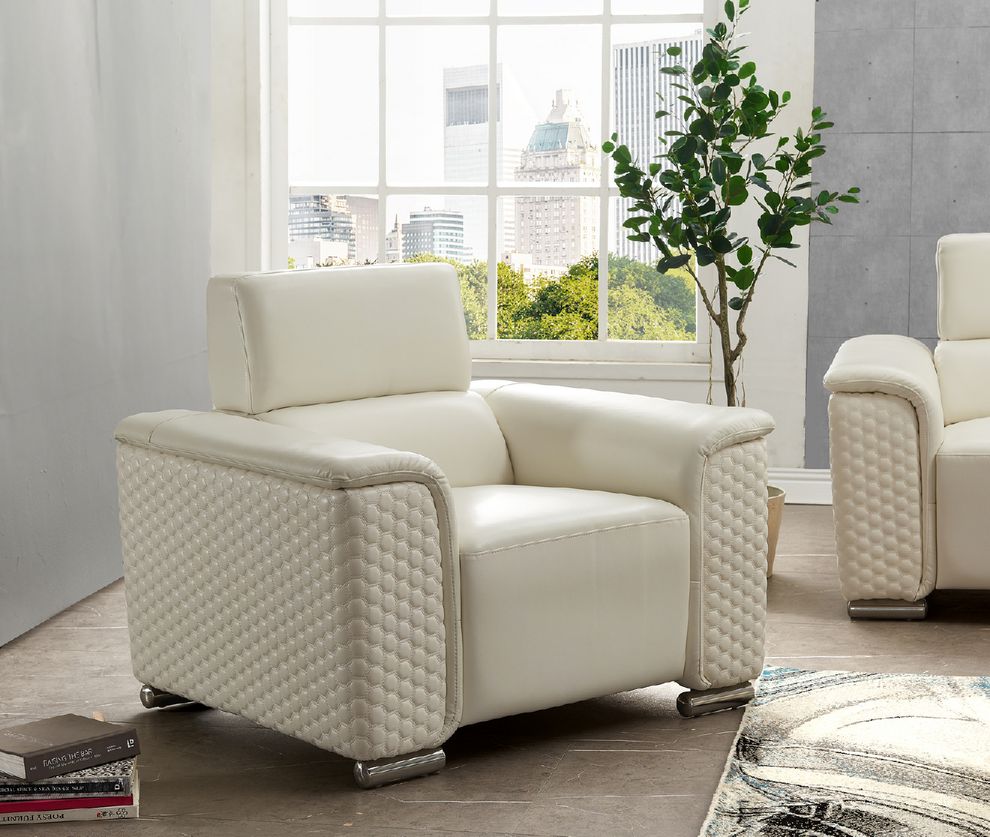 Blanche white leather gel contemporary chair by Global