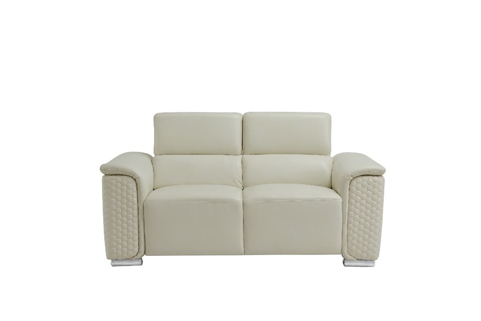 Blanche white leather gel contemporary loveseat by Global
