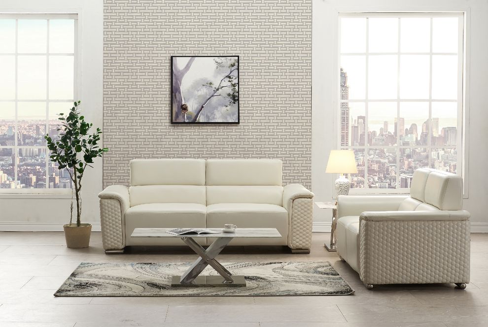 Textured white leather gel sofa by Global