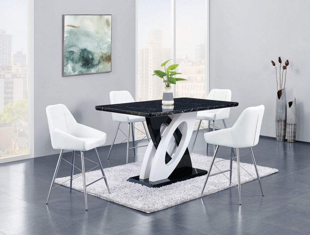 Black marble top counter height dining table by Global