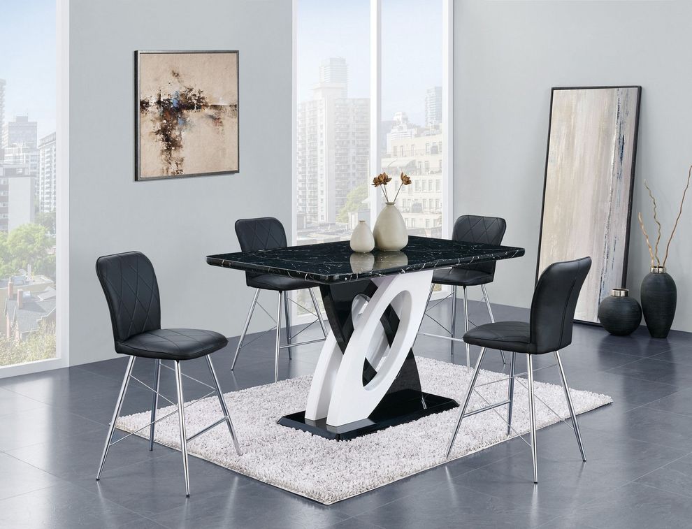 Black marble top counter height dining table by Global