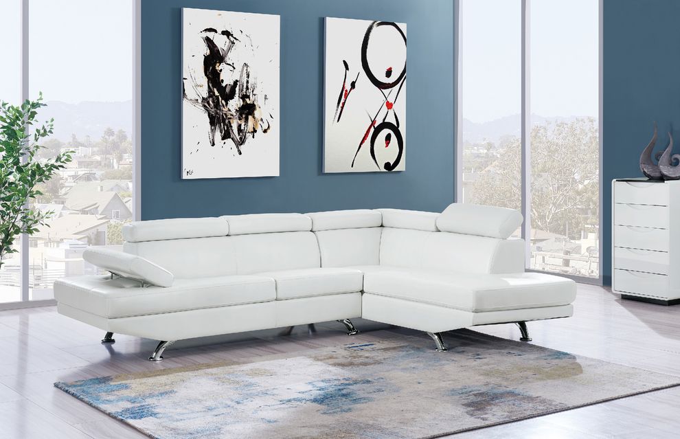 White adjustable headrests sectional sofa by Global