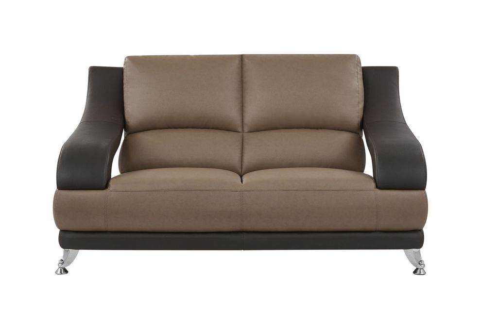Bonded leather loveseat in tan/brown leather by Global