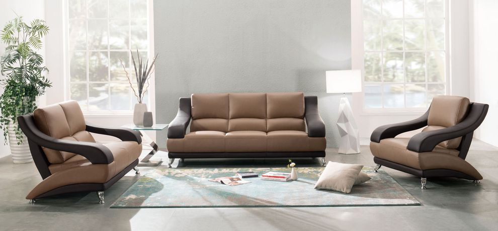 Bonded leather sofa in tan/brown by Global
