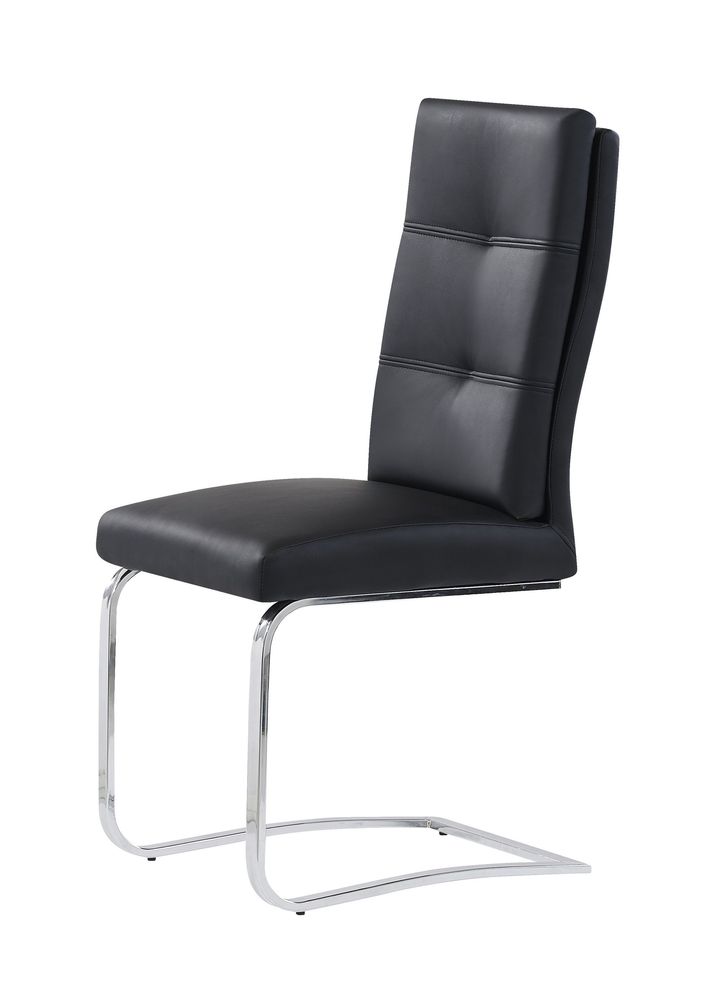 Black leatherette tufted back modern dining chair by Global
