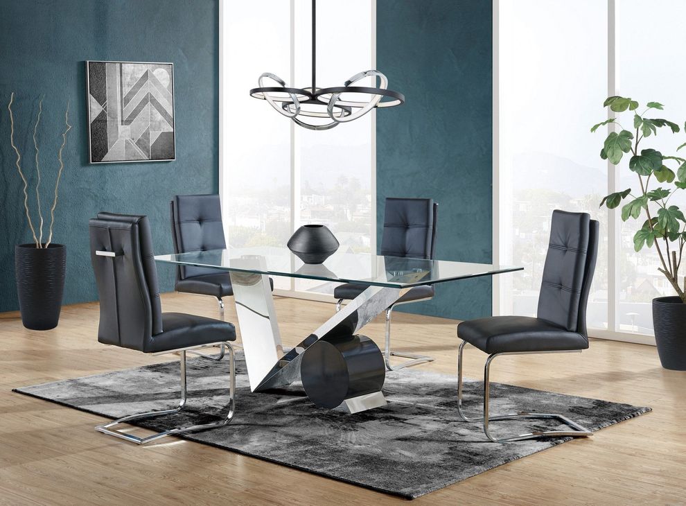 V-chromed based ultra-modern dining table by Global