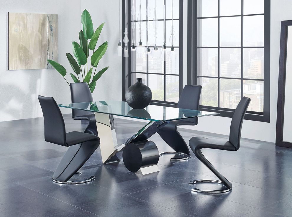 V-chromed based ultra-modern dining table by Global