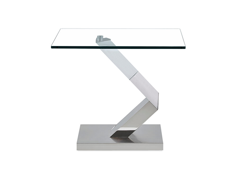 Silver geometric style base end table by Global