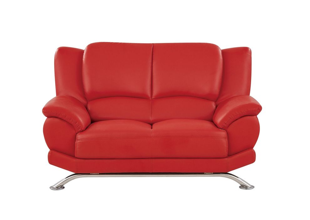 Modern red bonded leather loveseat by Global