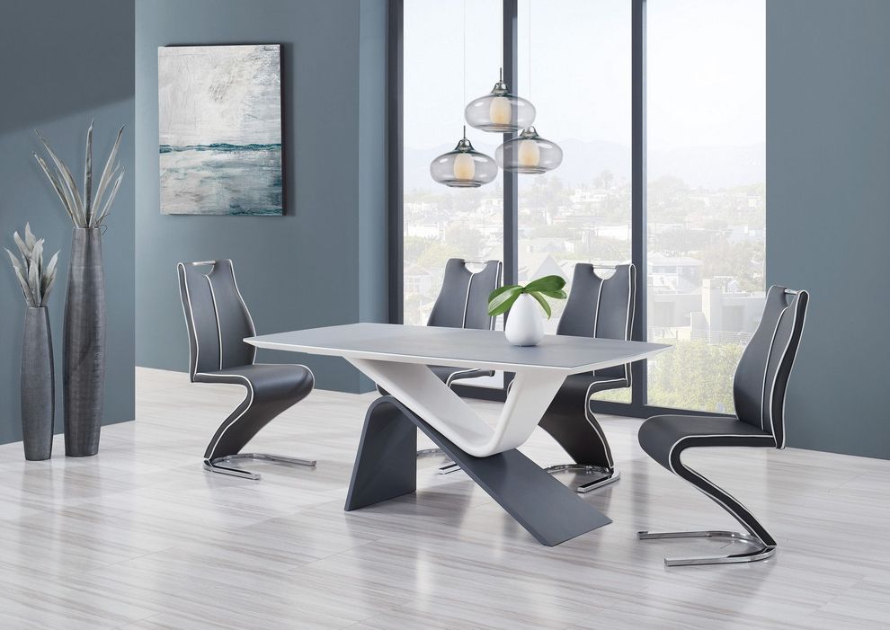 Two-toned gray contemporary dining table by Global