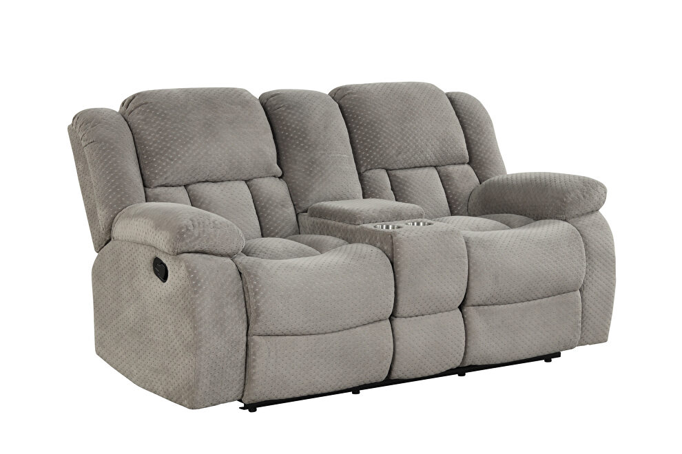 Gray chennille upholstery manual reclining loveseat by Galaxy