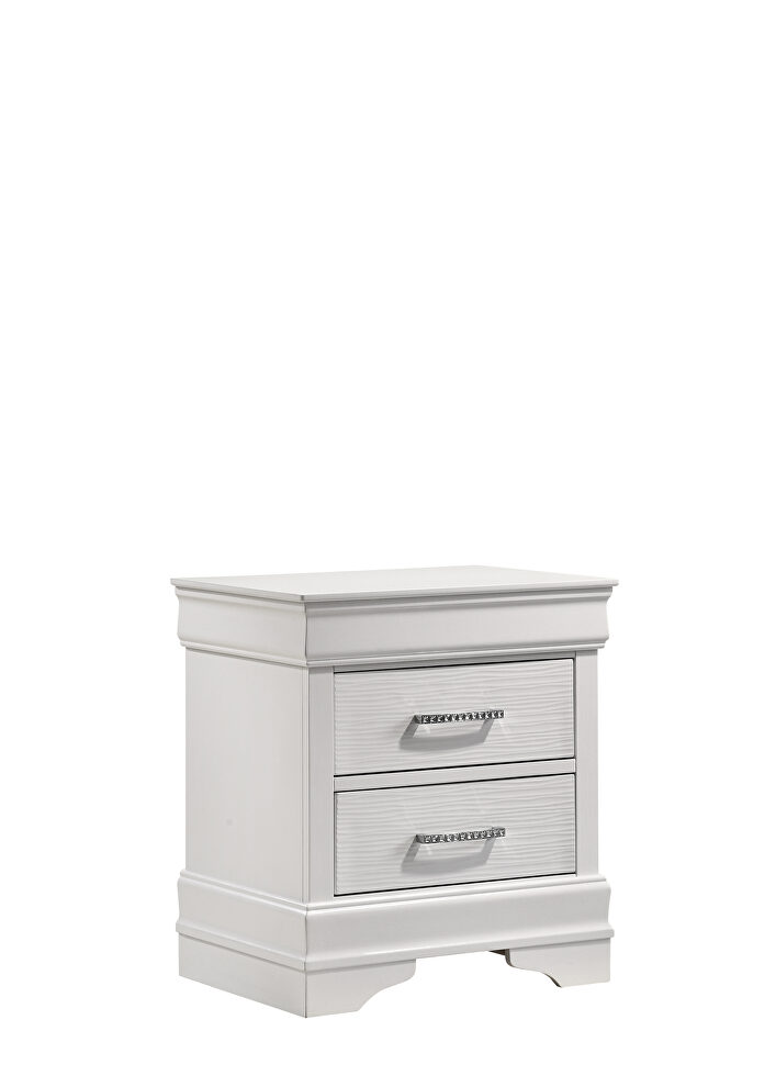White finish acacia wood nightstand by Galaxy