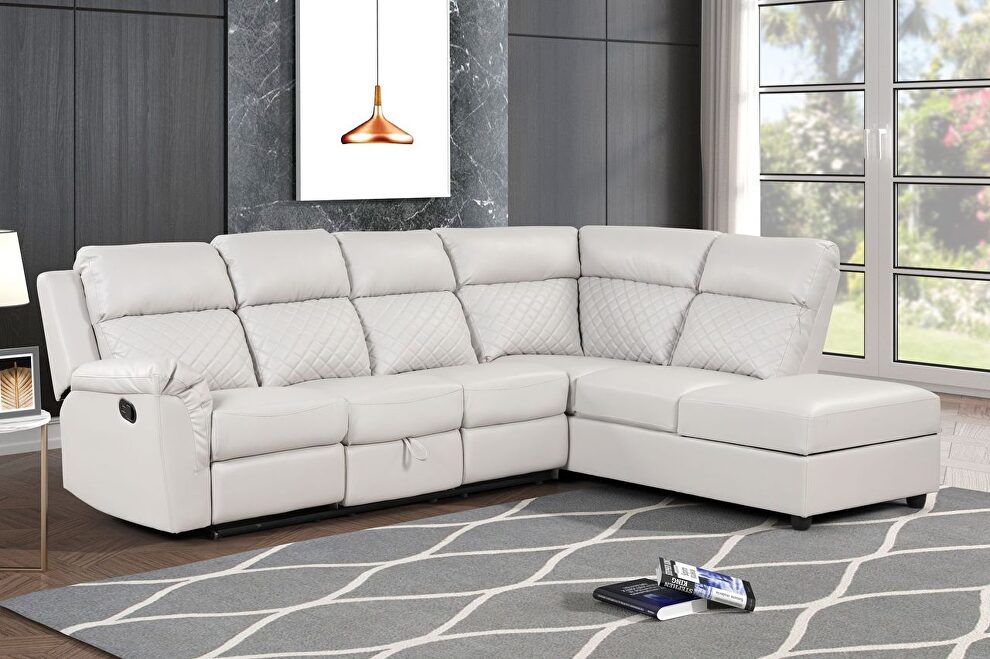 Sectional sofa made with faux leather in ice by Galaxy