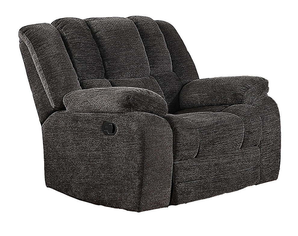 Gray microfiber/ microsuede upholstery manual reclining chair by Galaxy