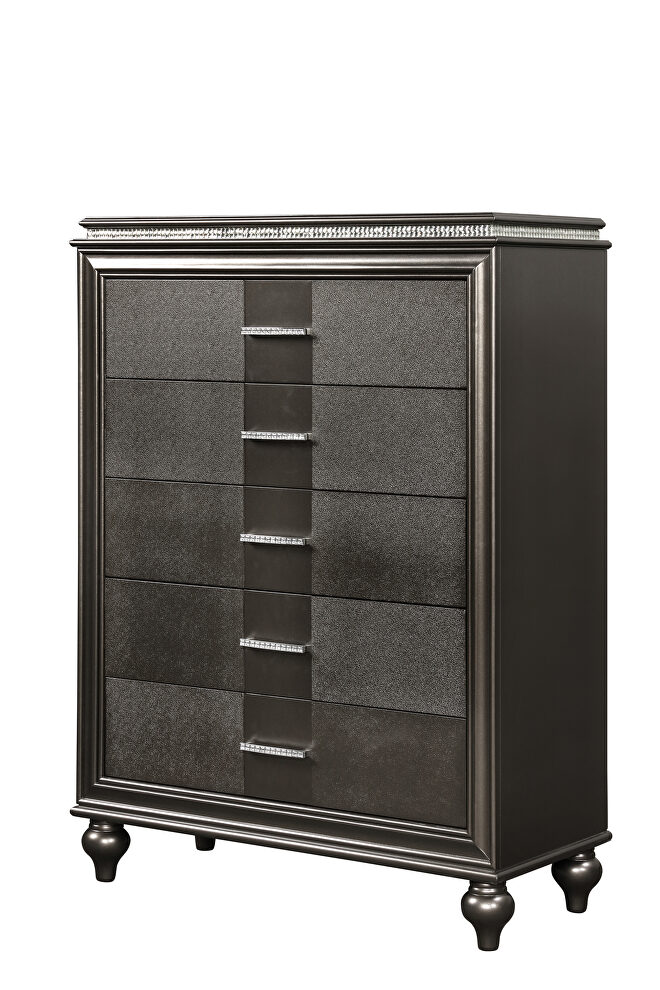 Beautiful contemporary chest in gunmetal finish by Galaxy