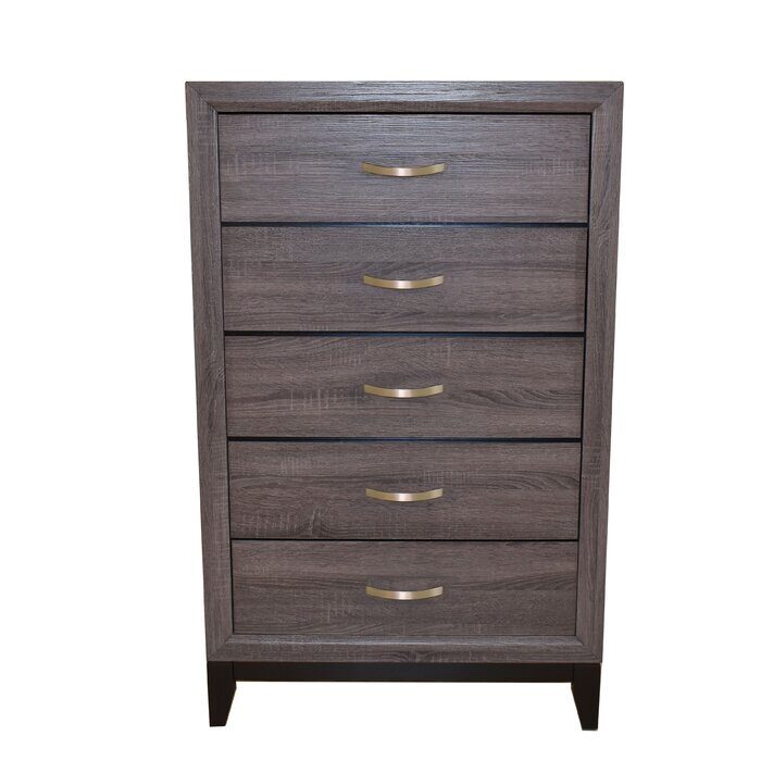 Gray rustic finish wood clean midcentury lines chest by Galaxy