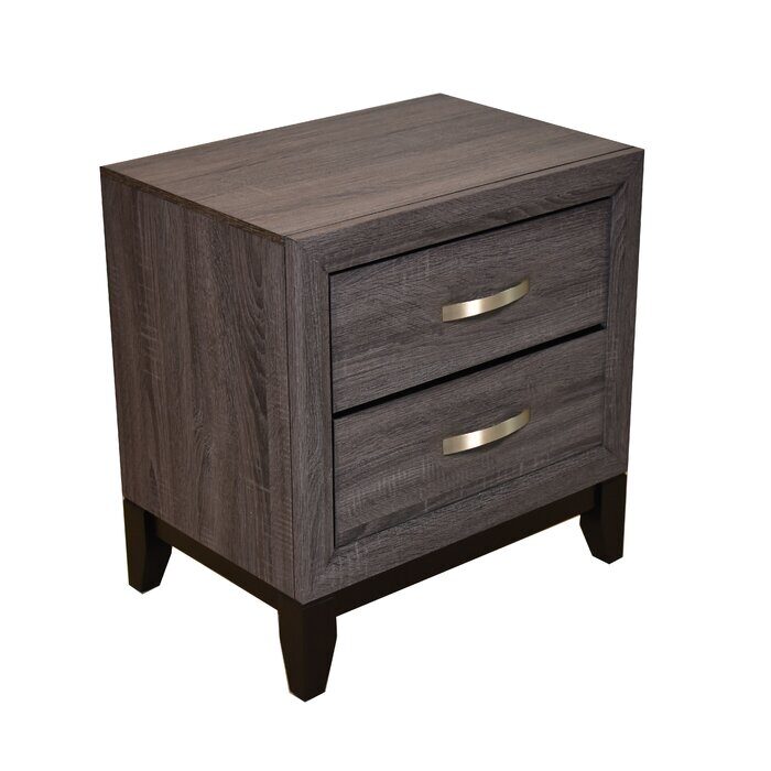 Gray rustic finish wood clean midcentury lines nightstand by Galaxy