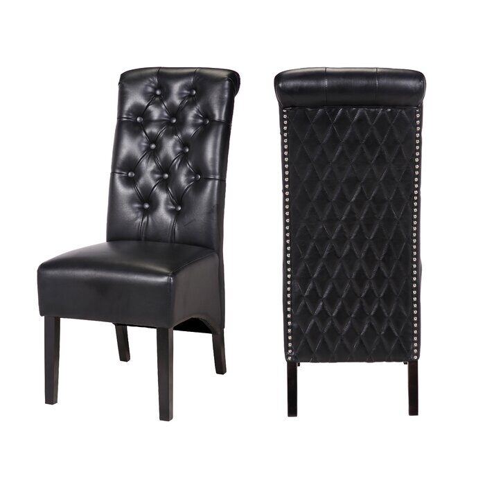 Black finish beautiful faux leather upholstery dining chair by Galaxy