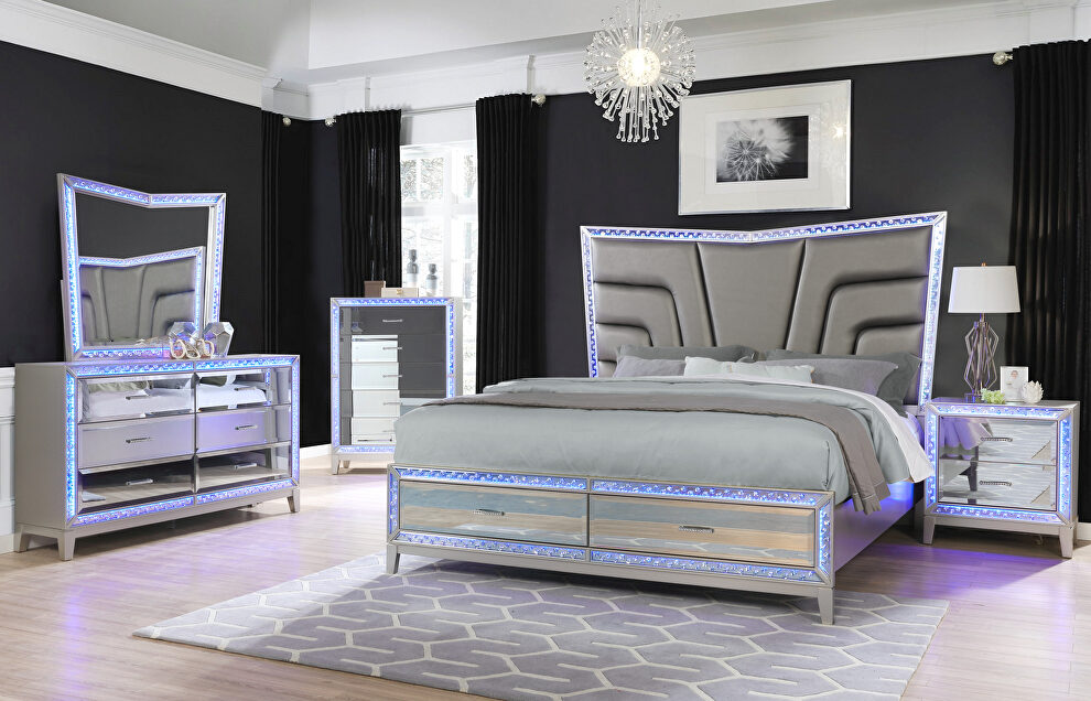 Las vegas swag inspired look tufted headboard queen bed by Galaxy