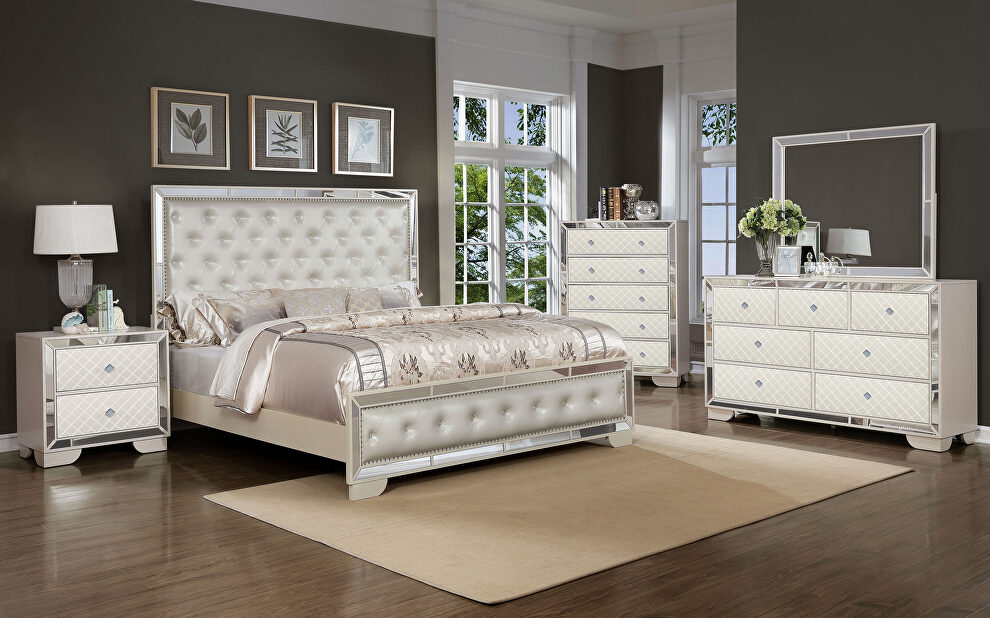 Contemporary queen bed in the elegant park beige finish by Galaxy