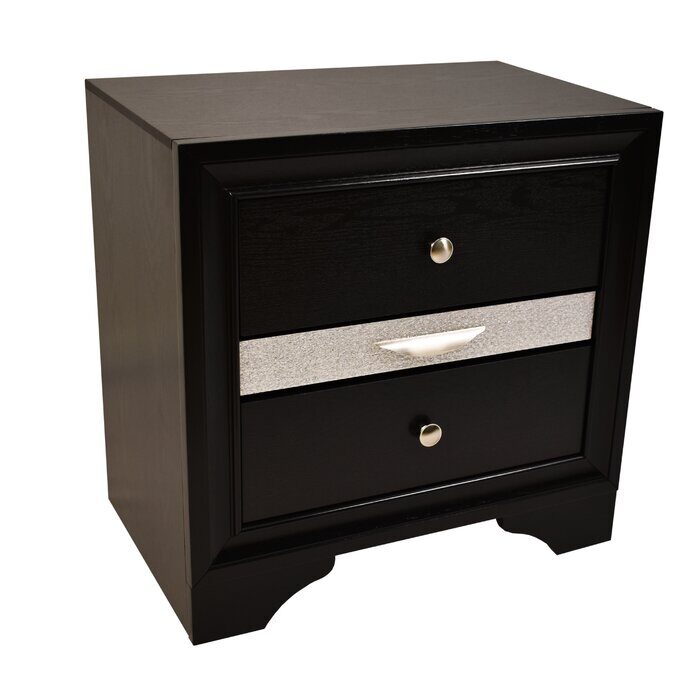 Clean midcentury lines and a black modern look nightstand by Galaxy