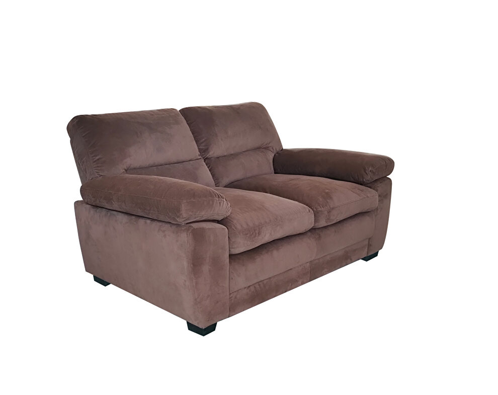 Brown finish upholstery luxurious velvet loveseat by Galaxy